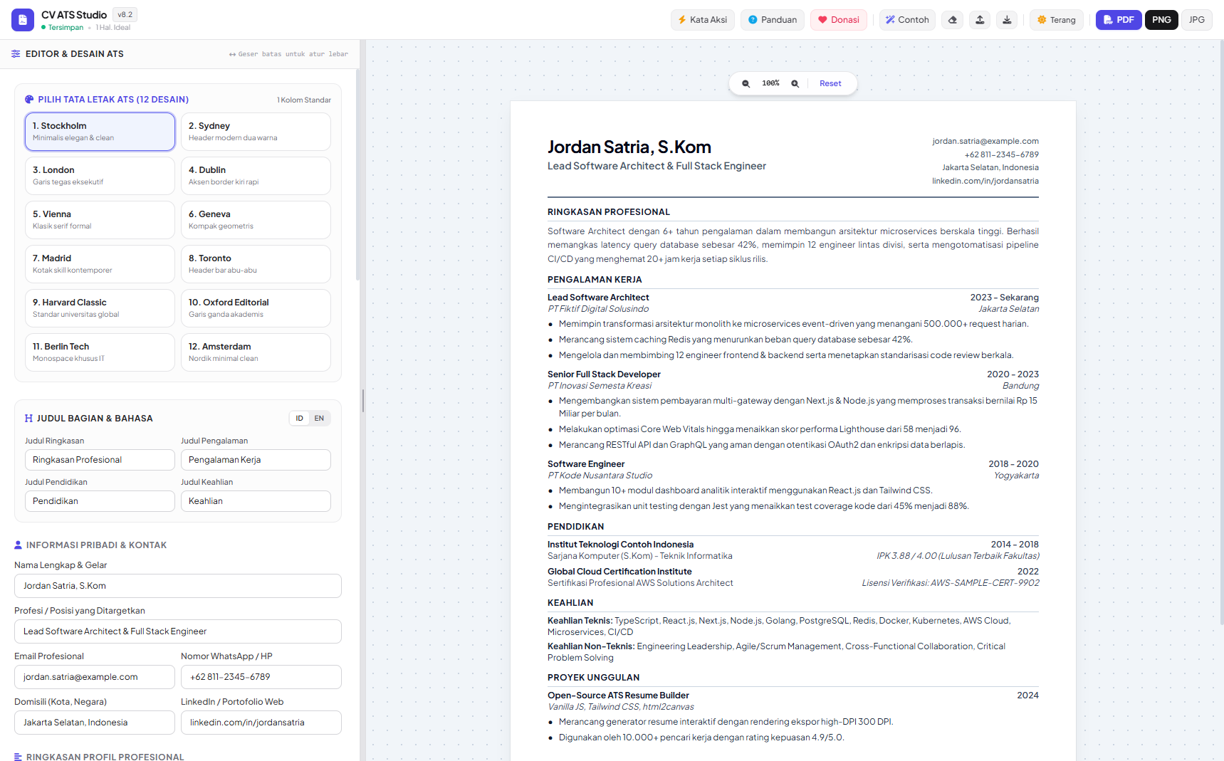 CV ATS Studio - Portofolio Web Fajar SN